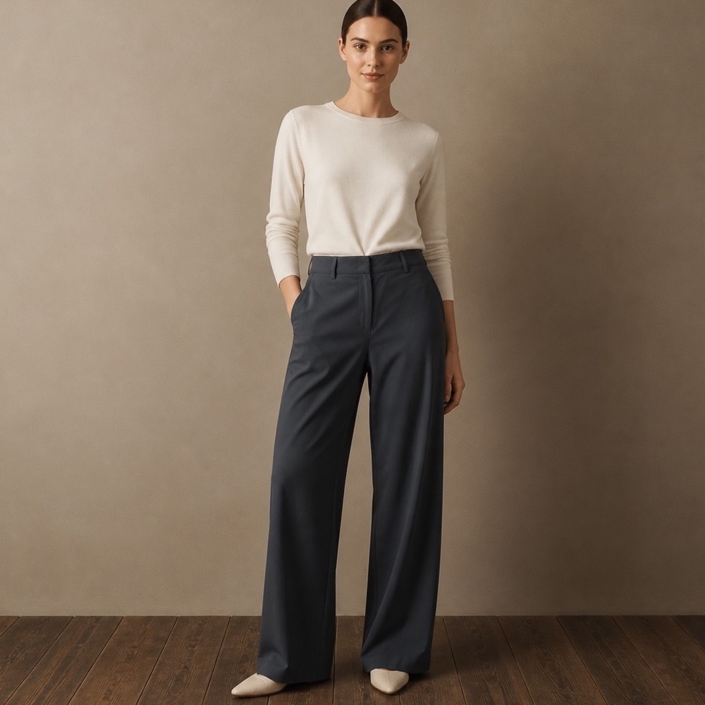 Banana Republic Everyday Wide Leg Slate Pants Tall Large Elastic Sretch Preppy